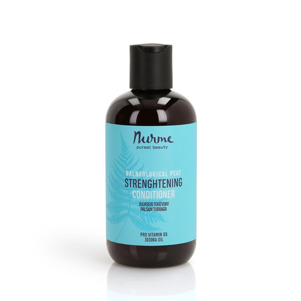 2. Nurme Balneological Peat Strengthening Conditioner bottle with blue label on white background, showcasing product details