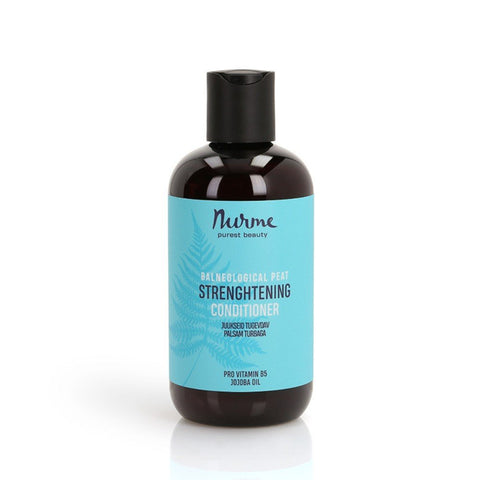 2. Nurme Balneological Peat Strengthening Conditioner bottle with blue label on white background, showcasing product details