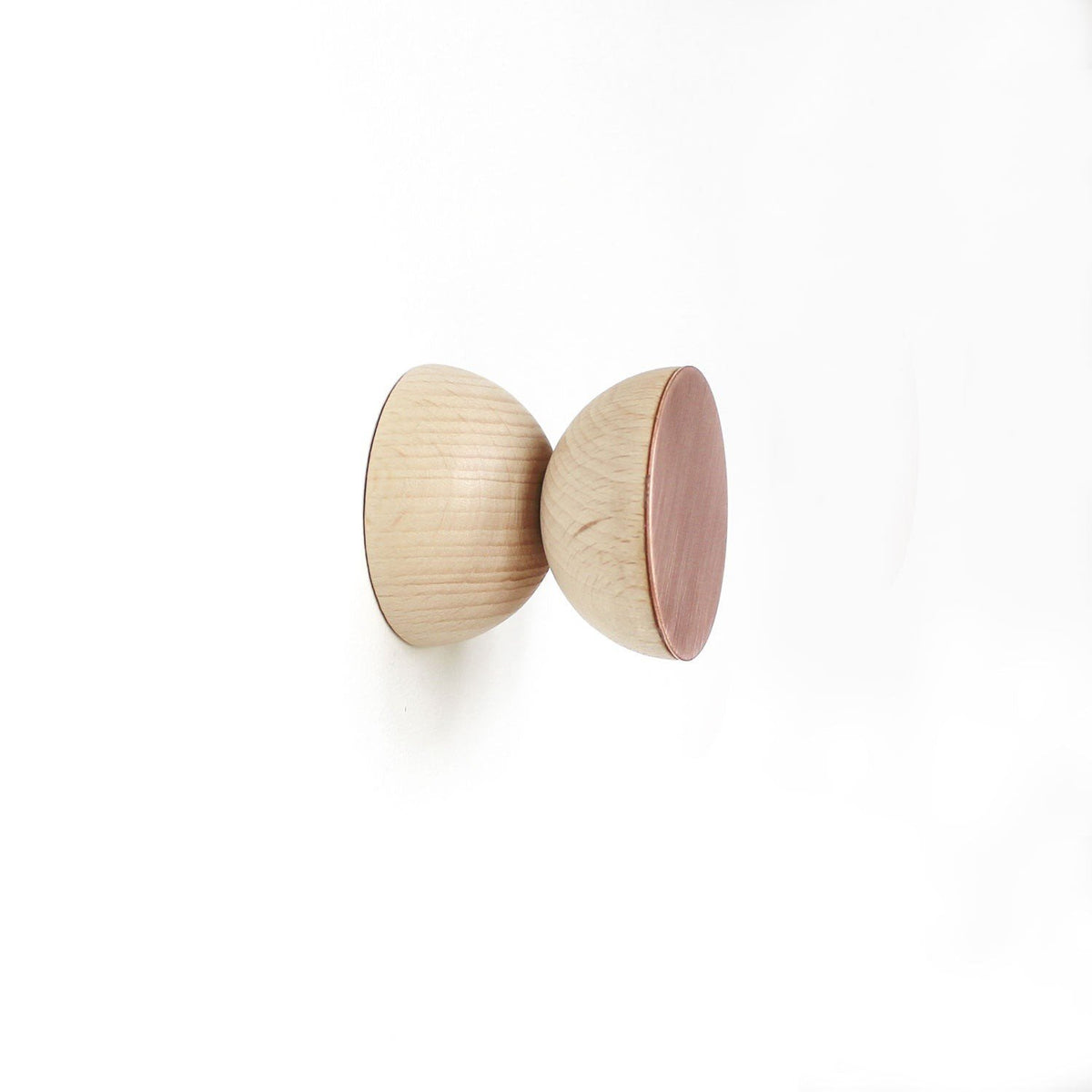 4. Side view of Beech Wood & Copper Wall Hook by 5mm Paper, highlighting natural wood and copper design