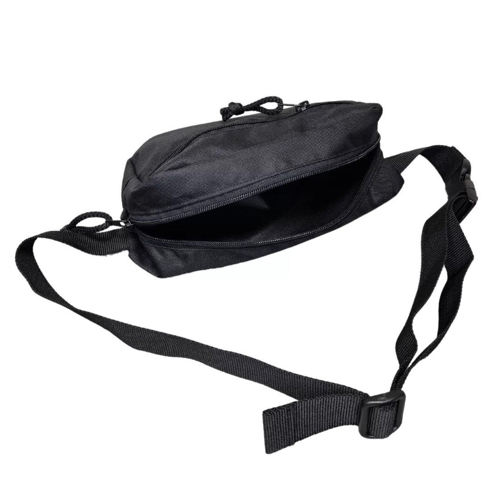 3. Open view of Drinbags BLACK HOLE dog treat bag in black, highlighting spacious interior