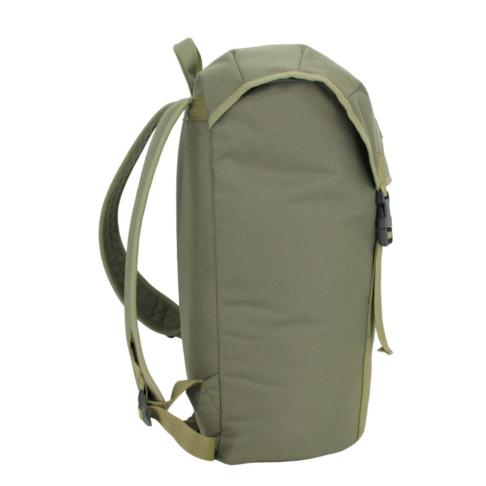 4. Side profile of khaki Noel Cafe Backpack, showcasing sleek design