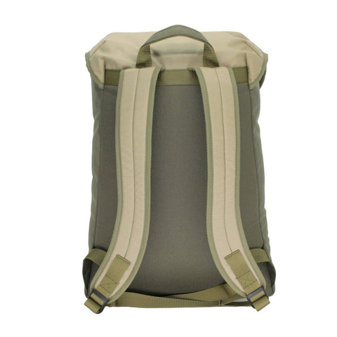 2. Back view of Noel Cafe Backpack in khaki and beige, showing padded straps, studio setting