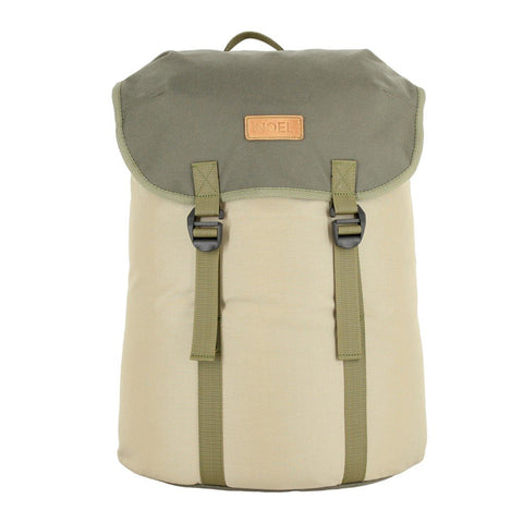 1. Noel Cafe Backpack in beige with G-hook closure, front view showcasing urban style and functionality