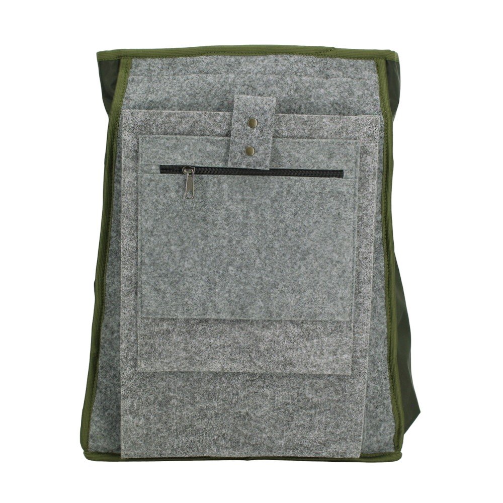 7. Interior view of Noel Cafe Backpack, showing felt padded sleeve for laptops and zippered pocket
