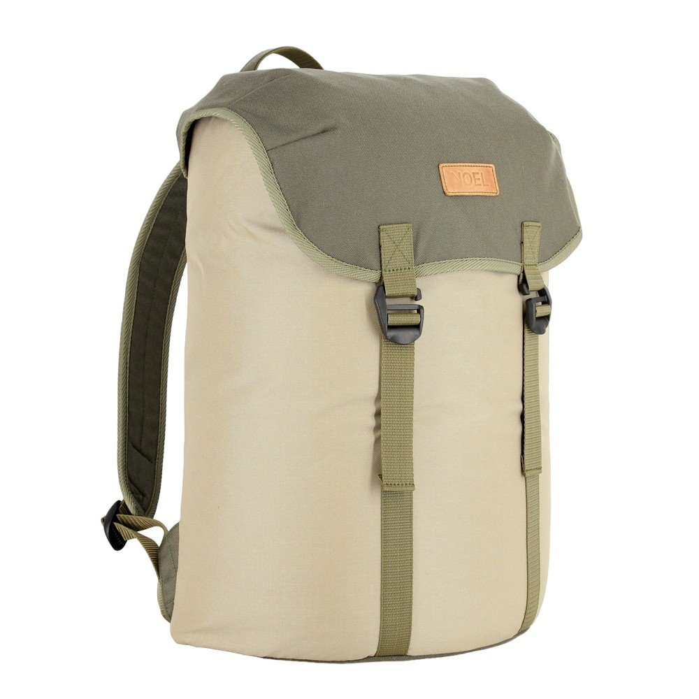 6. Studio shot of Noel Cafe Backpack in beige, highlighting modern design and functionality