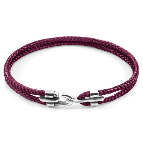 2. Studio image of Canterbury silver and rope bracelet in aubergine purple by ANCHOR & CREW