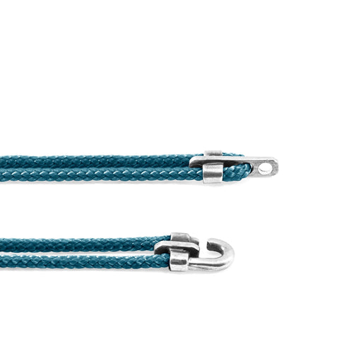 3. Close-up of Ocean Blue Canterbury Bracelet by ANCHOR & CREW, highlighting silver clasp and durable rope