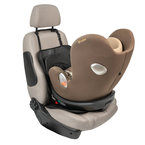 2. Black Ezimoov EZI MAT CLASSIC car seat cover with brown child car seat on beige car seat