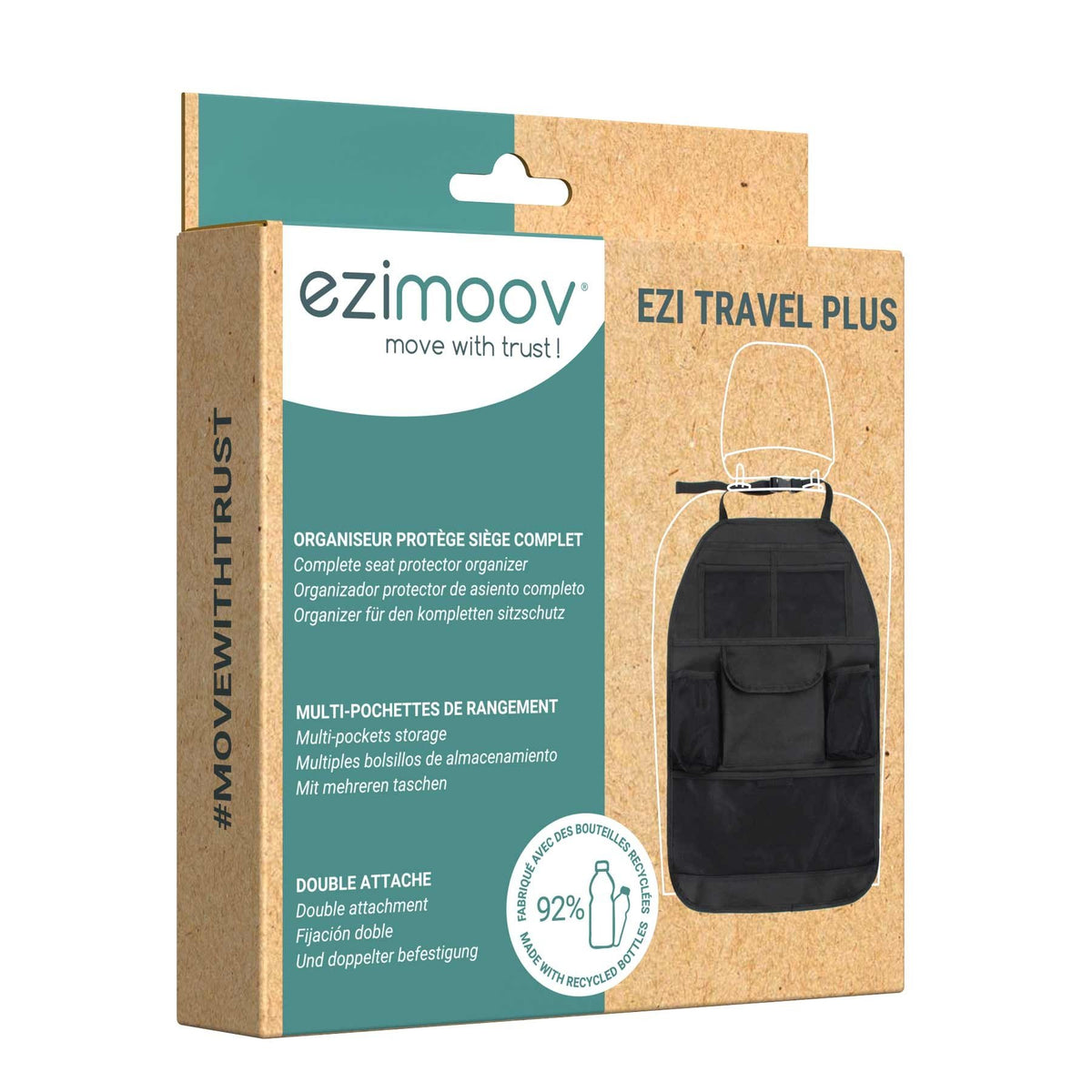 4. Ezimoov EZI TRAVEL PLUS packaging showing product image and eco-friendly material information