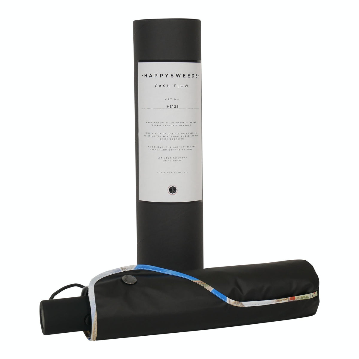 5. Cash Flow umbrella in black case with HAPPYSWEEDS branding