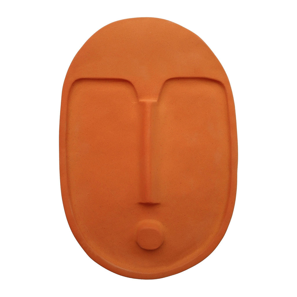5. Studio shot of 5mm Paper ceramic wall mask in textured terracotta orange