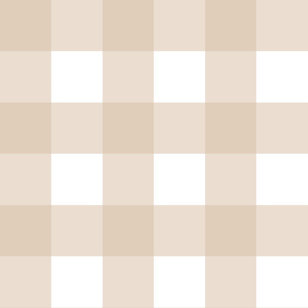 1. Beige check pattern wallpaper by Dekornik, featuring a subtle and warm design ideal for brightening darker rooms, made from durable matte paper, non-flammable, suitable for multiple walls.