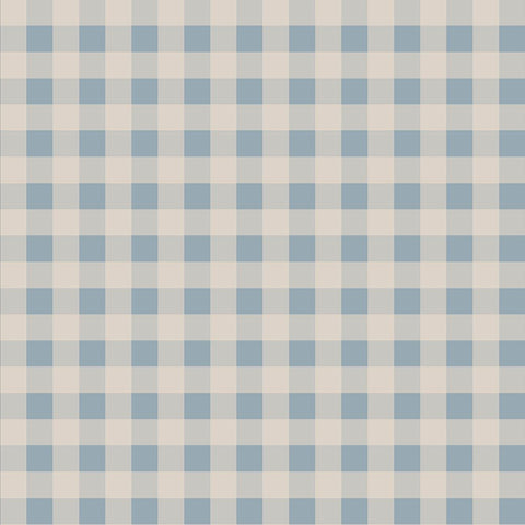 2. Blue and cream checkered wallpaper pattern with small 2.5 cm squares, showcasing a classic and muted design
