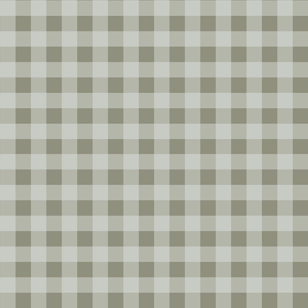 2. Studio shot of Dekornik Check Minimini Blue Dark Green Wallpaper featuring a grid pattern in muted tones on a matte paper background