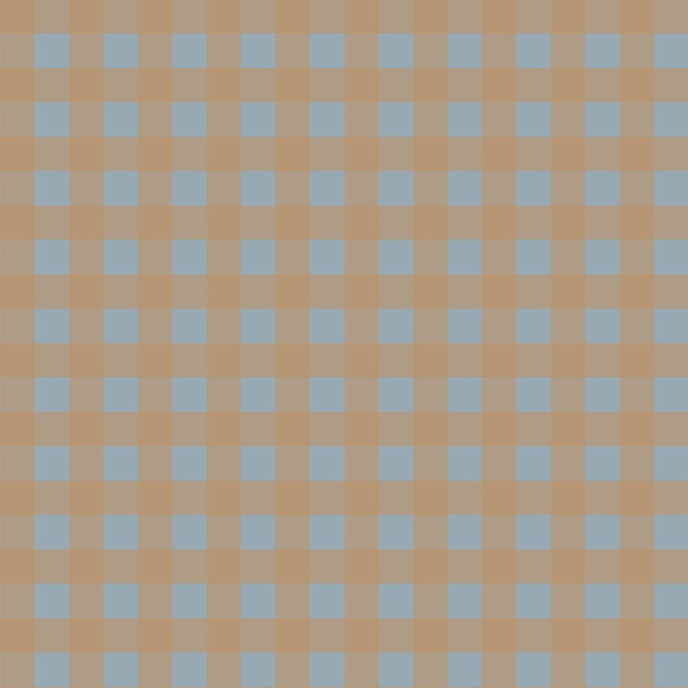 2. Studio shot of check minimini brown blue wallpaper by Dekornik, showing a grid pattern with dark blue and cappuccino brown squares.