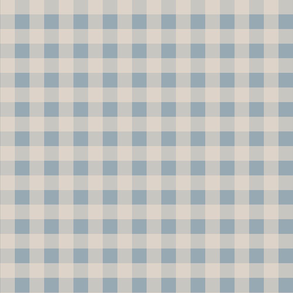 2. Blue and cream checkered wallpaper pattern with small 2.5 cm squares, suitable for universal decor