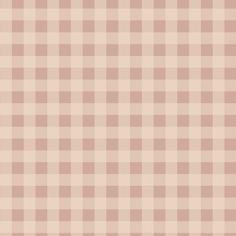 2. Close-up of Dekornik's pink cream checkered wallpaper pattern, featuring small 2.5 cm squares on a matte paper surface