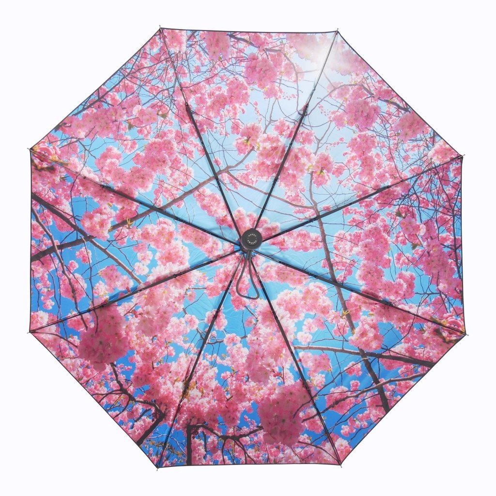 9. Top view of Cherry Blossom umbrella with pink floral pattern