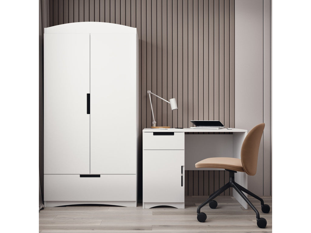6. Kocot Kids white Classic wardrobe next to desk in modern study setting