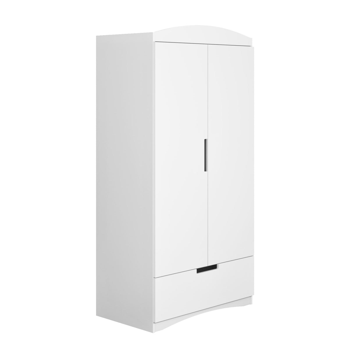 3. Angled view of Kocot Kids white Classic wardrobe highlighting sleek design
