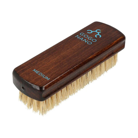 2. GoGoNano natural hoghair brush with wooden handle and medium bristles on white background
