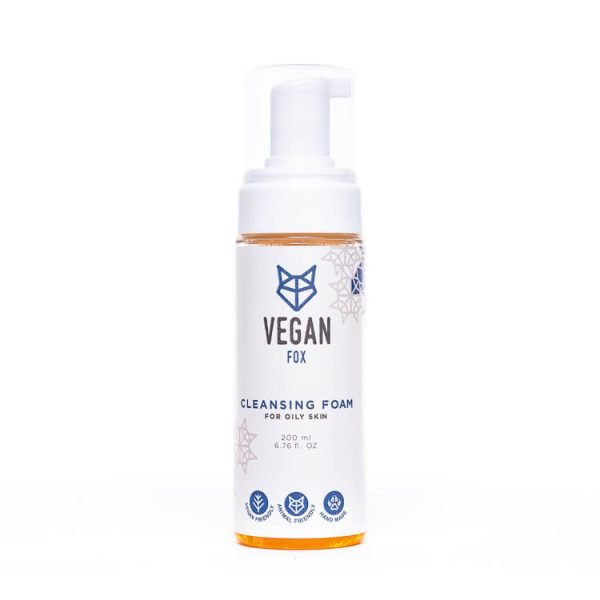 6. Studio shot of Vegan Fox Cleansing Foam bottle, 200 ml, for oily skin
