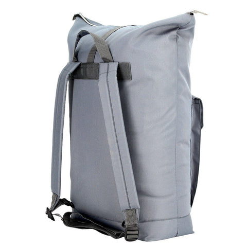 4. Back view of Noel Cliff 25L light grey backpack with padded straps and handle