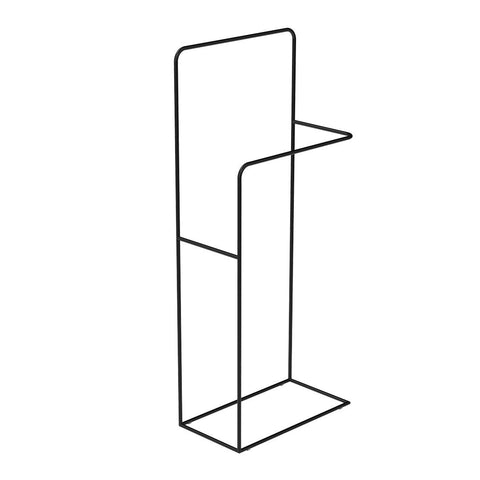 2. Black painted metal clothes rack stand with minimalist design on white background