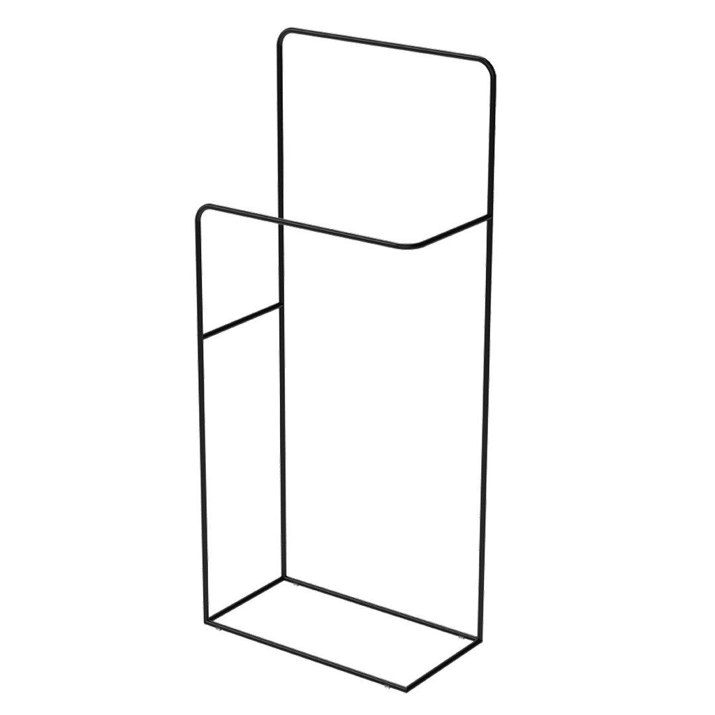 3. Black painted metal clothes rack stand with simple structure on white background