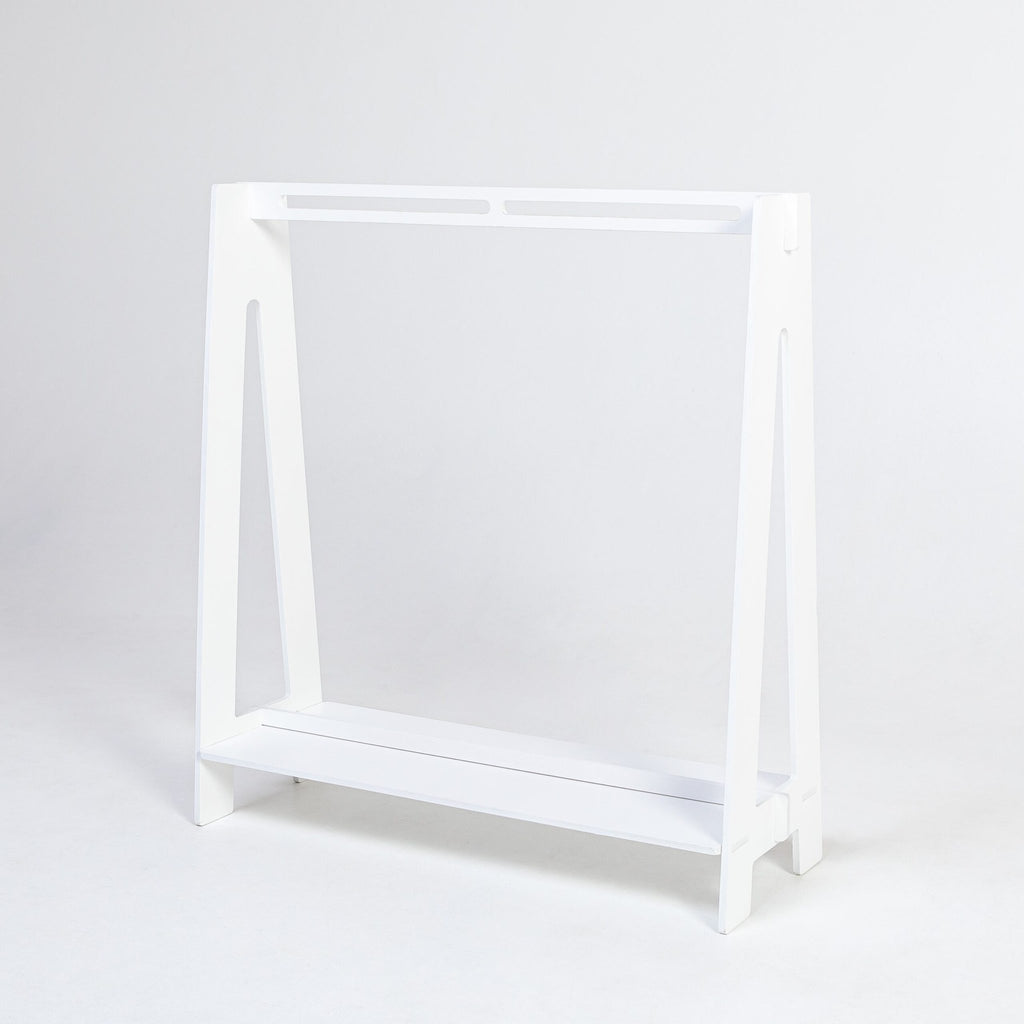 6. White toddler clothing rack on a white background