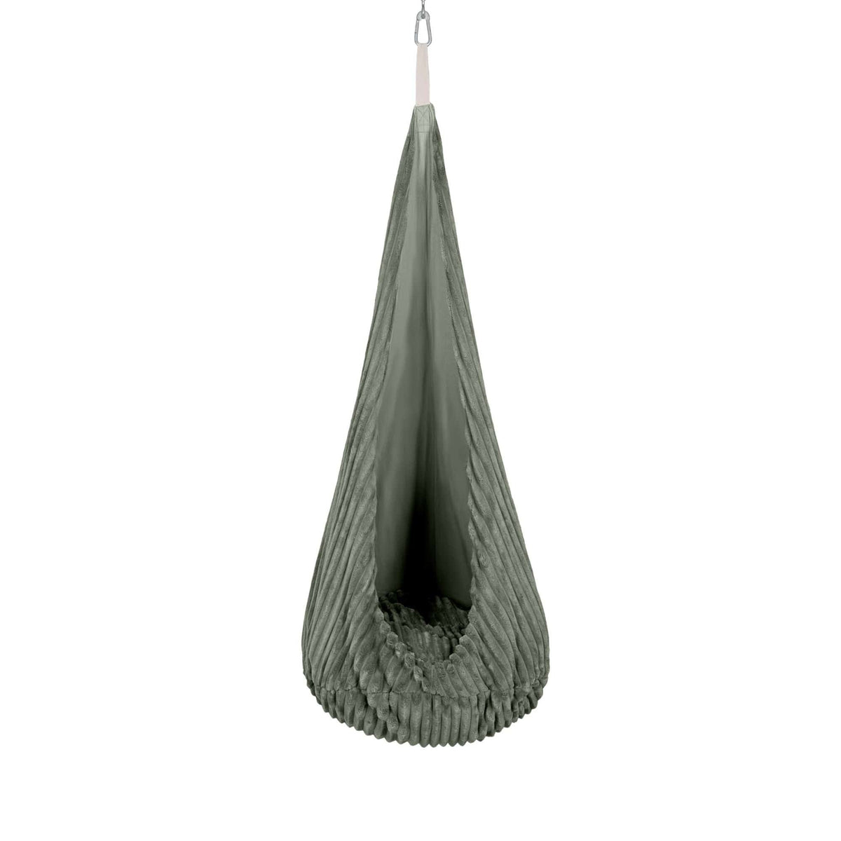 1. Olive sage green cocoon swing for kids by MeowBaby, hanging from ceiling, made of soft corduroy, ideal for reading or relaxing