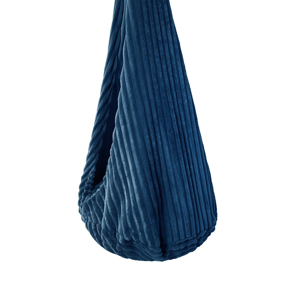 3. Close-up of churros midnight blue corduroy fabric on MeowBaby cocoon swing