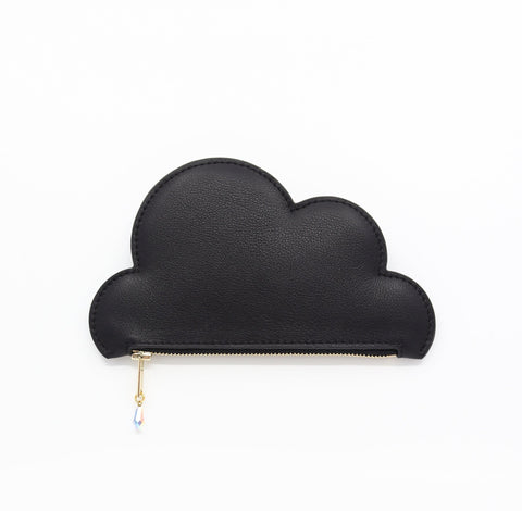 3. Tairi Roosve black Leather Cloud Purse with Swarovski crystal zip, shown in studio
