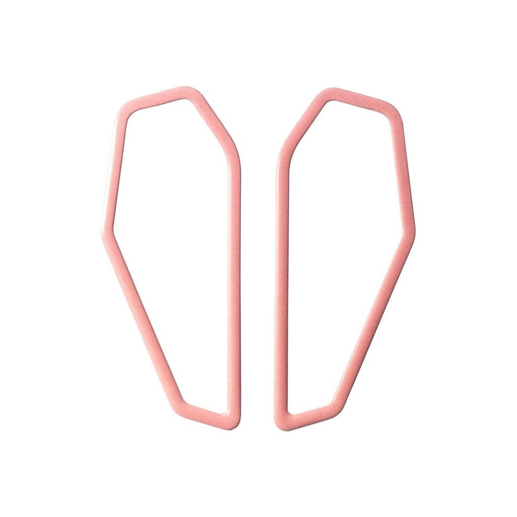 18. Lisa Kroeber Jewellery Color Frames Earrings in pink, studio image