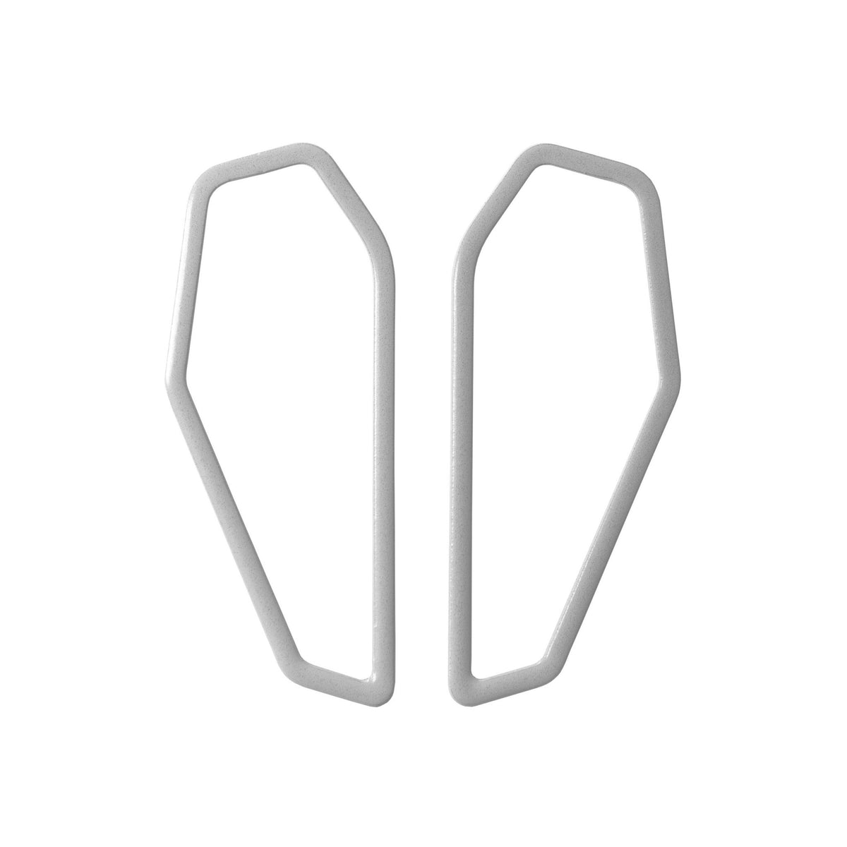 9. Lisa Kroeber Jewellery Color Frames Earrings in silver, shown in studio