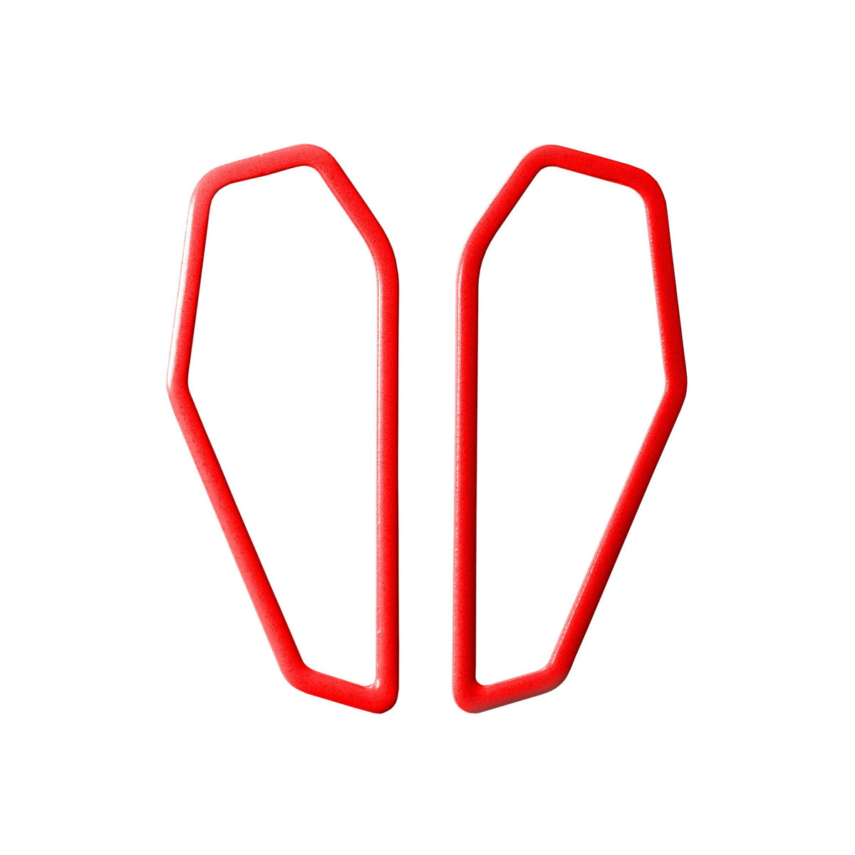 16. Lisa Kroeber Jewellery Color Frames Earrings in red, studio shot