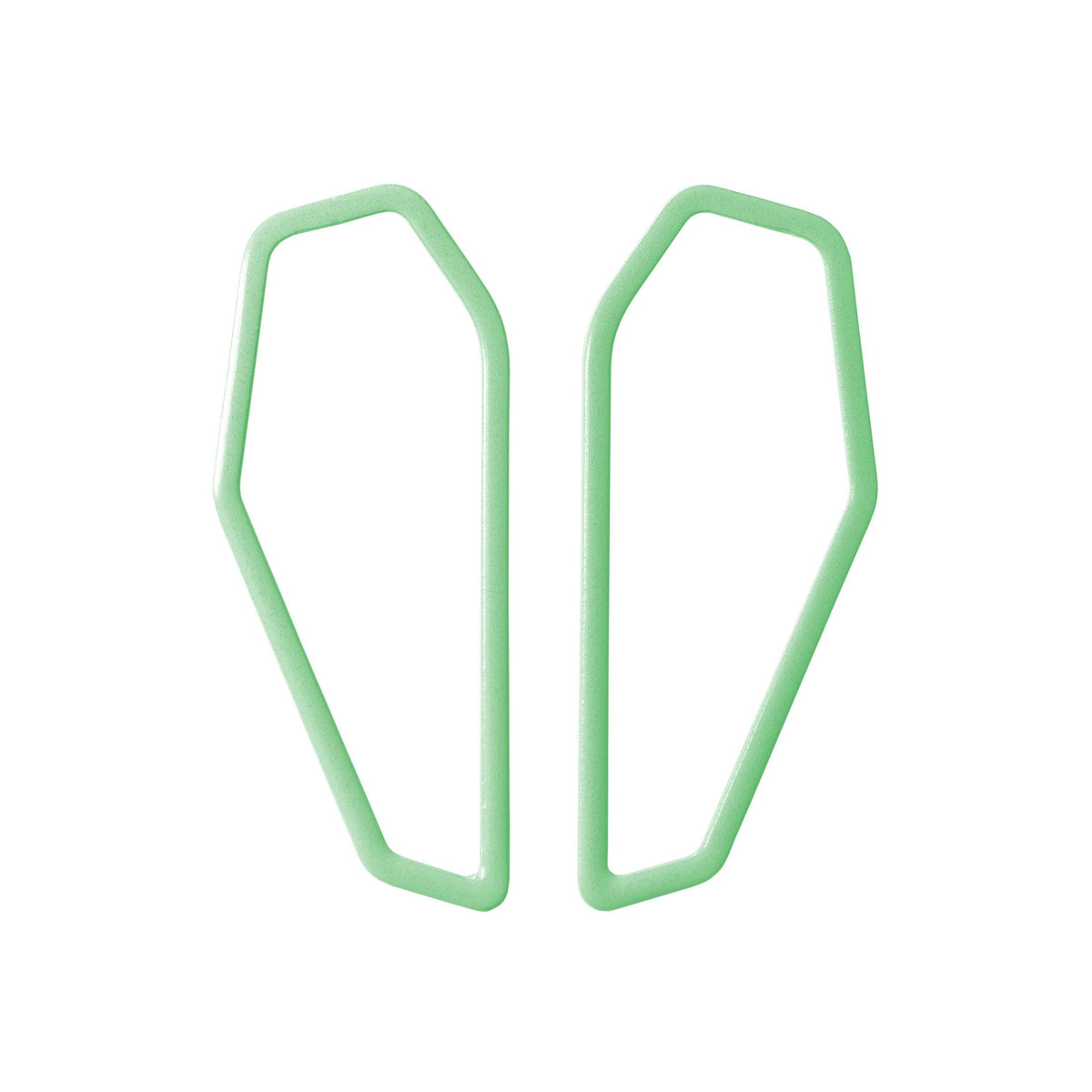 11. Lisa Kroeber Jewellery Color Frames Earrings in green, displayed in studio