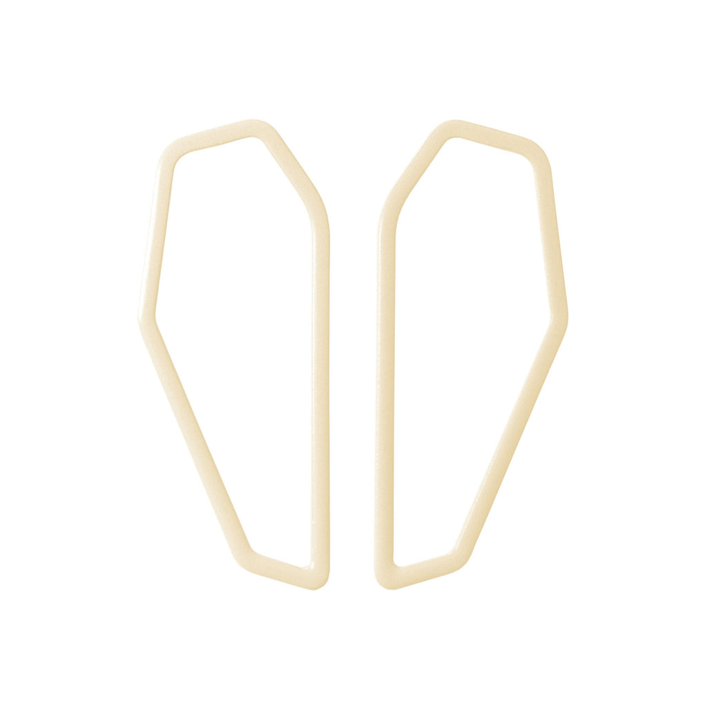 3. Lisa Kroeber Jewellery Color Frames Earrings in light beige, displayed in studio