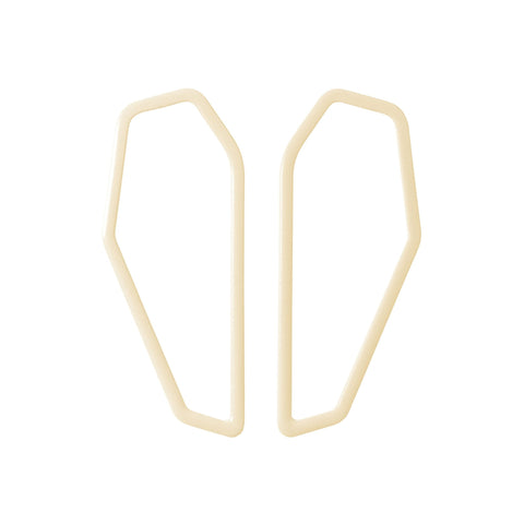 3. Lisa Kroeber Jewellery Color Frames Earrings in light beige, displayed in studio