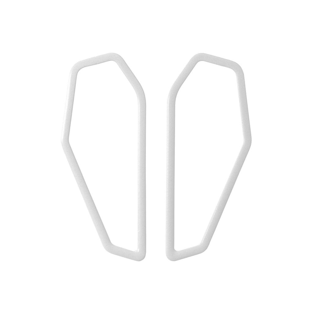 8. Lisa Kroeber Jewellery Color Frames Earrings in white, studio shot