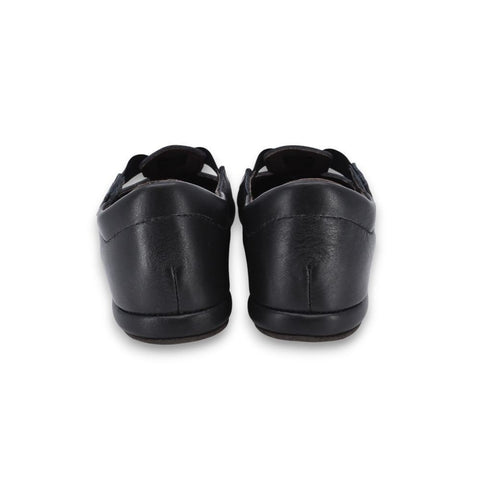 4. Back view of OmaKing Kergatsi black dance shoes showing heel and leather finish
