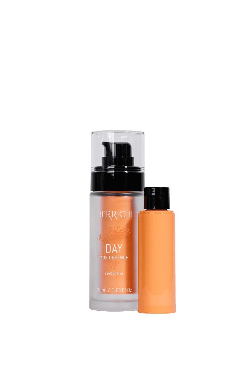 2. Berrichi Day Cream DAY with refill bottle, highlighting sustainable packaging