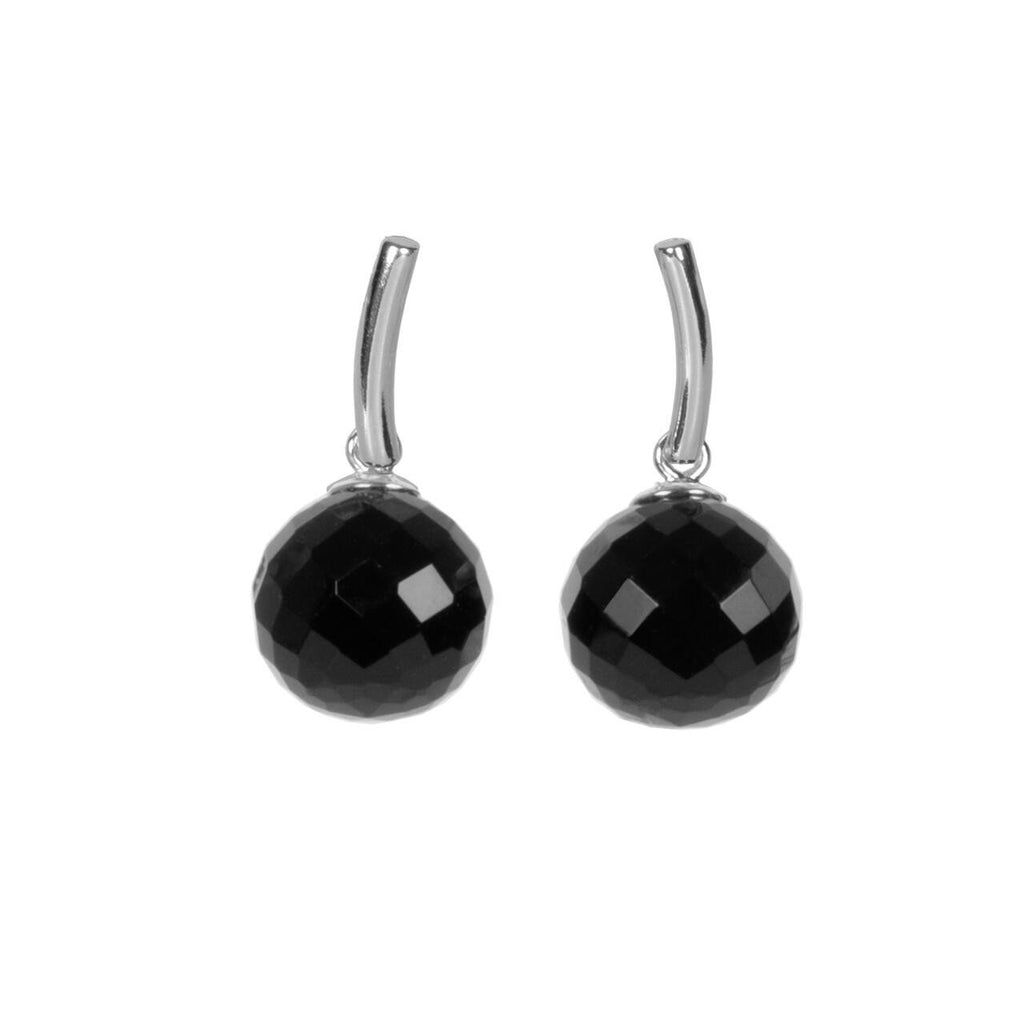 2. MyaMoon DayCharm Onyx Earrings in silver with black onyx cube design, studio shot