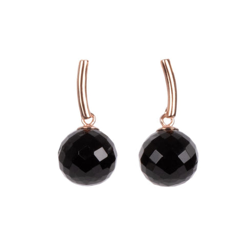 1. MyaMoon DayCharm Onyx Earrings in rose gold with black onyx cube design, studio shot