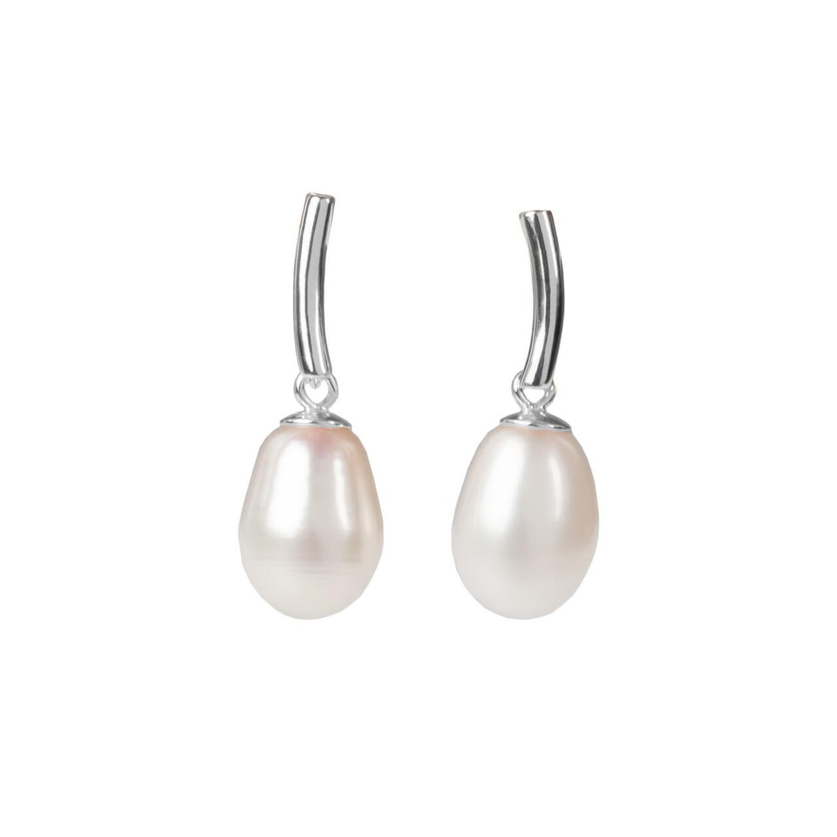 2. MyaMoon DayCharm Pearl Drop Earrings in silver with freshwater pearls, studio shot