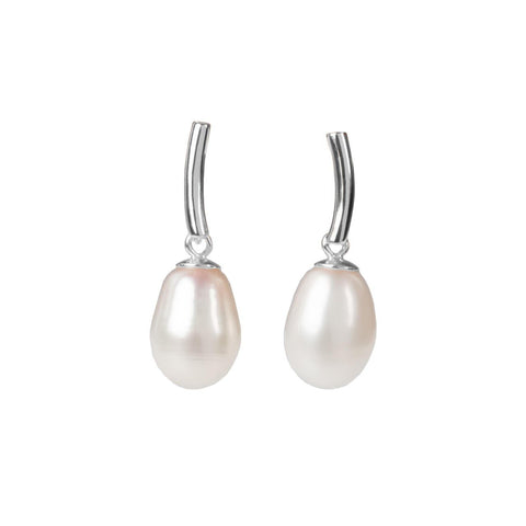 2. MyaMoon DayCharm Pearl Drop Earrings in silver with freshwater pearls, studio shot