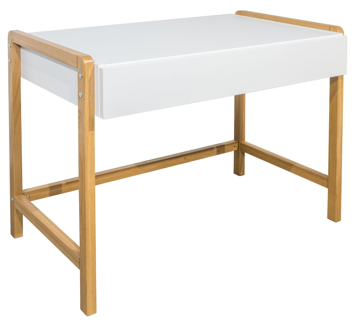 2. Studio shot of Kocot Kids Victor desk with white laminated tabletop and solid oak legs