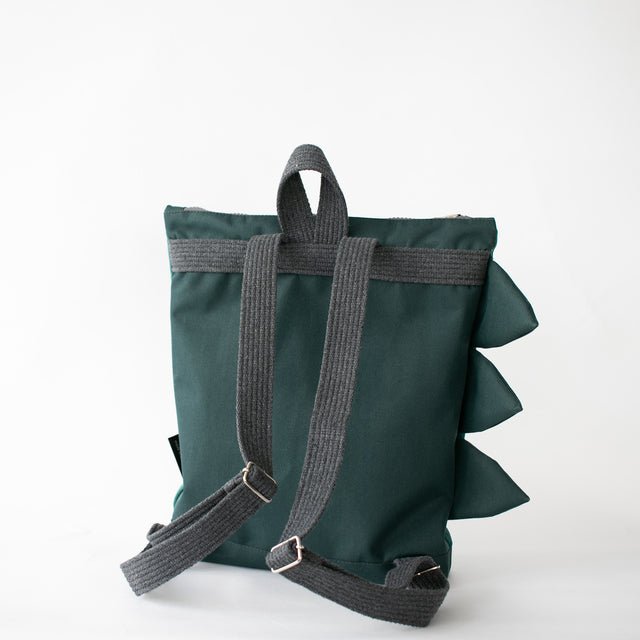 11. Back view of Muni dinosaur backpack showing adjustable straps