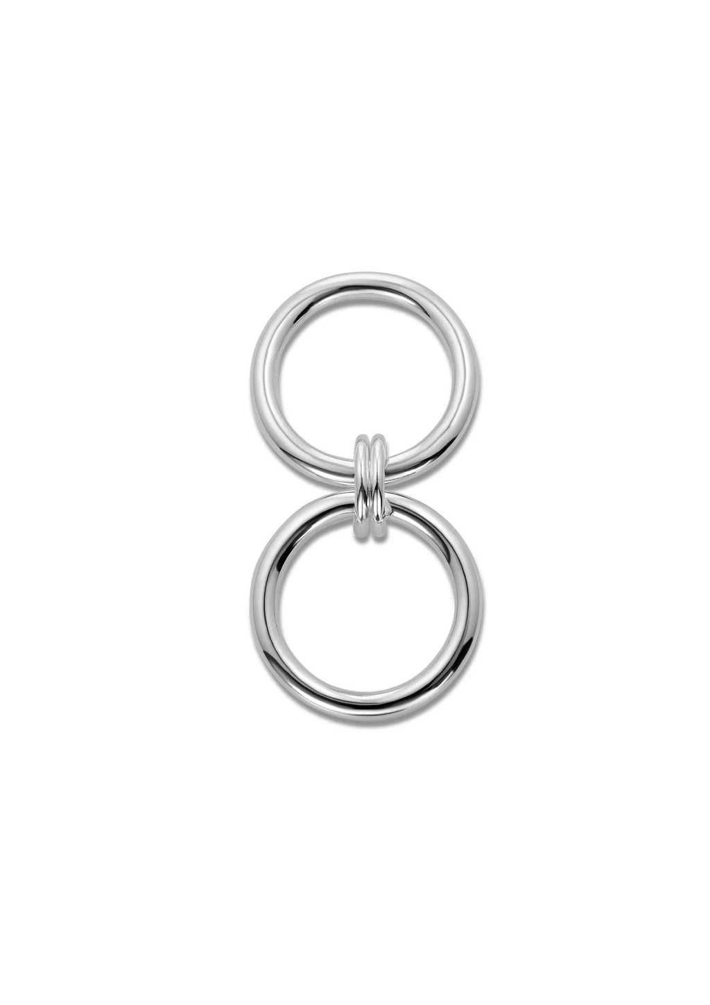 7. Studio image of NO MORE double ring in silver, displayed flat to show dual ring design