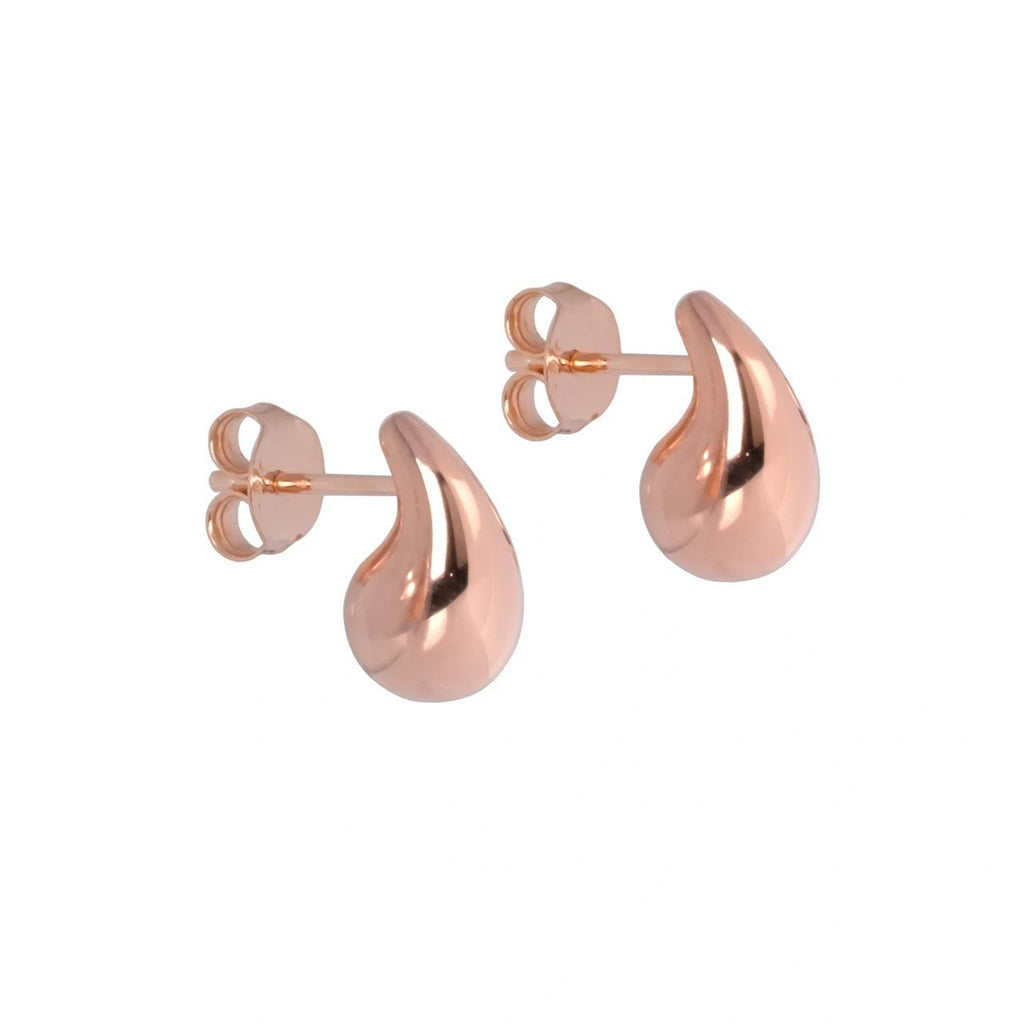 3. Close-up of MyaMoon Droplets S Earrings in rose gold plating with butterfly backs